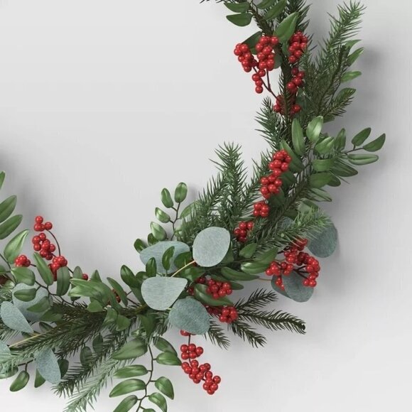 Threshold Greenery with Berries Ring Christmas Wreath 24"‎ - Target - Picture 3 of 4